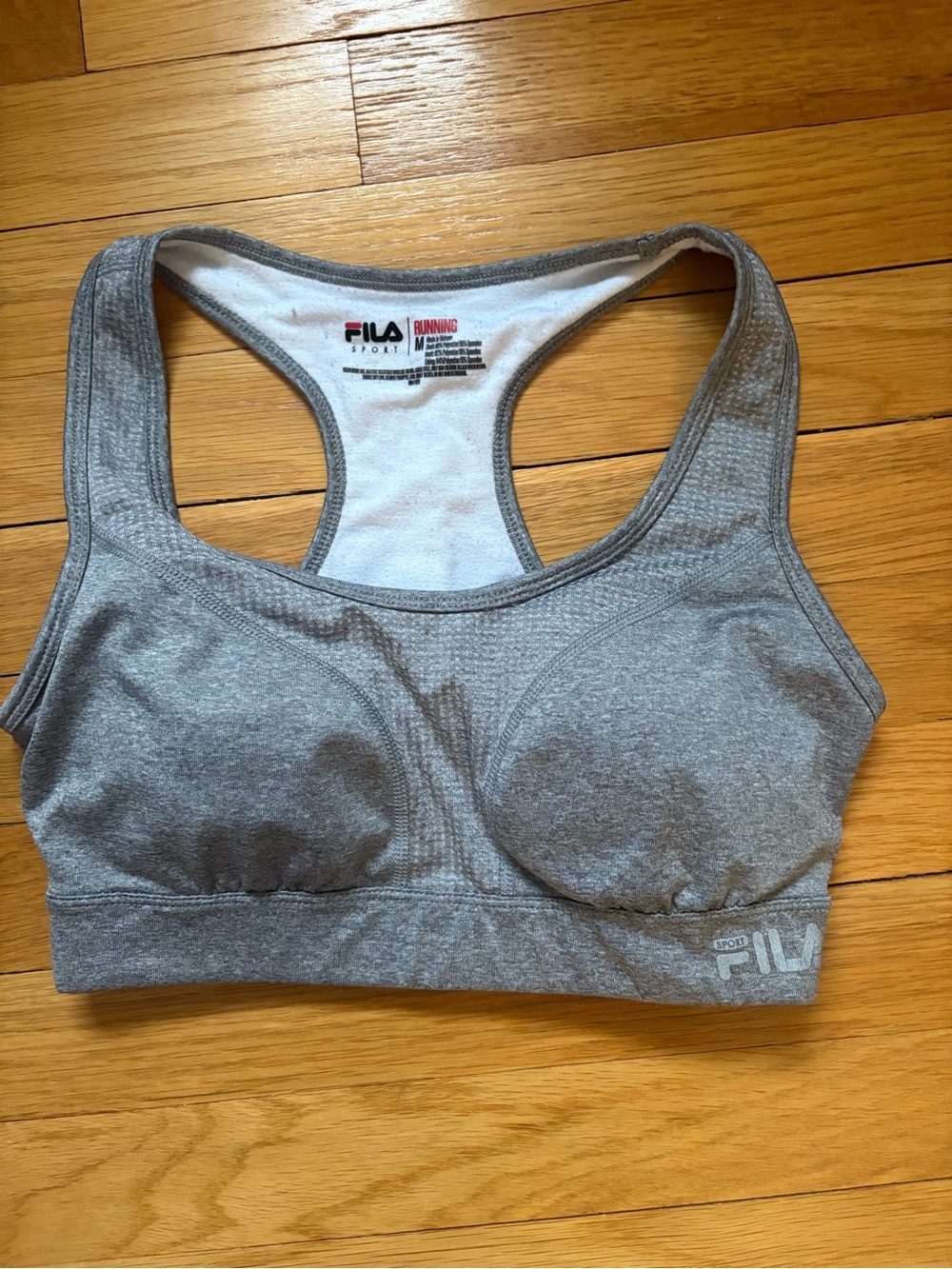 FILA Sport Padded Racerback Sports Bra - Light Gray
